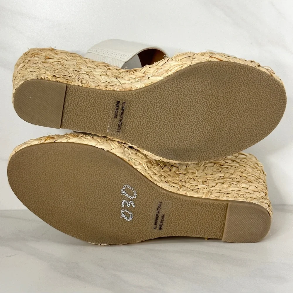 DV Dolce Vita Lucine Buckle Strap Espadrille Wedge Sandals Ivory